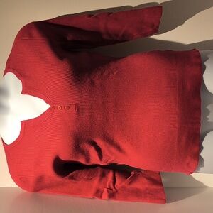 Attention women's pullover sweater 3/4sleeve large red knit ribbed v-neck